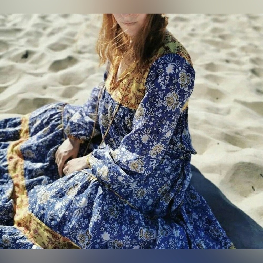 Zara Blue and Yellow Floral Long Sleeve Dress - Picture 9 of 11